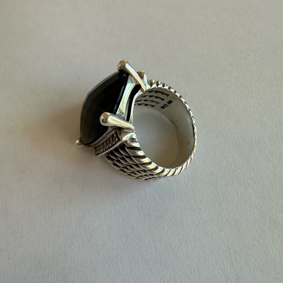 David Yurman Authentic Black Onyx Pave Diamond Wheaton Ring 20x15 Extra Large - Picture 4 of 8